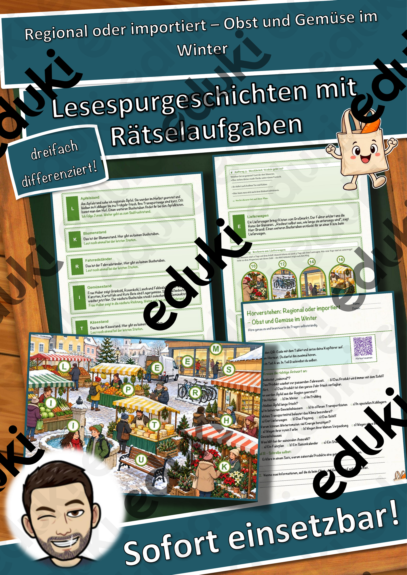 Regional oder importiert – Obst und Gemüse im Winter – Lesespurgeschichte mit Rätselaufgaben (Klasse 7)