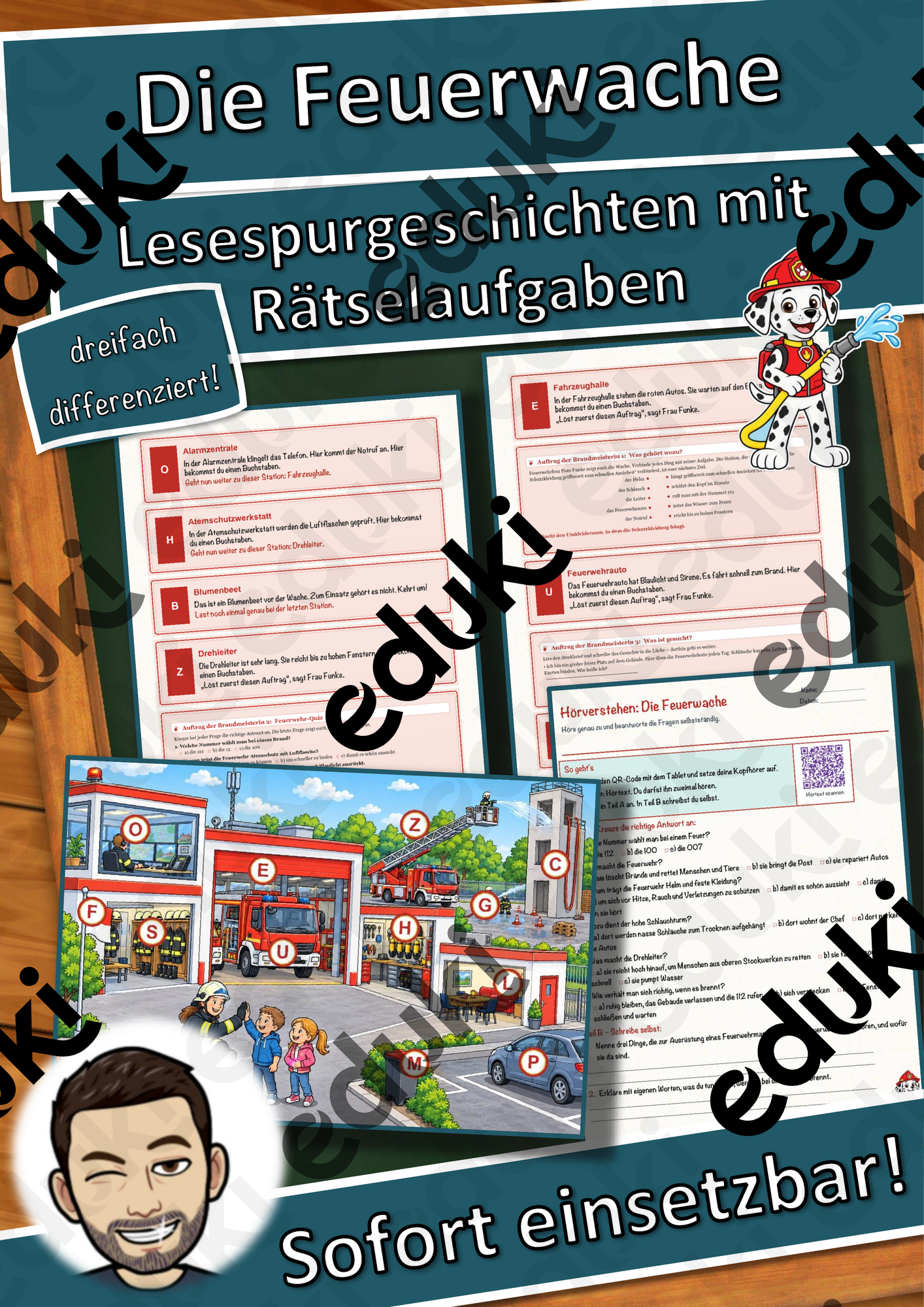 Die Feuerwache – Lesespurgeschichte mit Rätselaufgaben (Klasse 3) – Vorschau