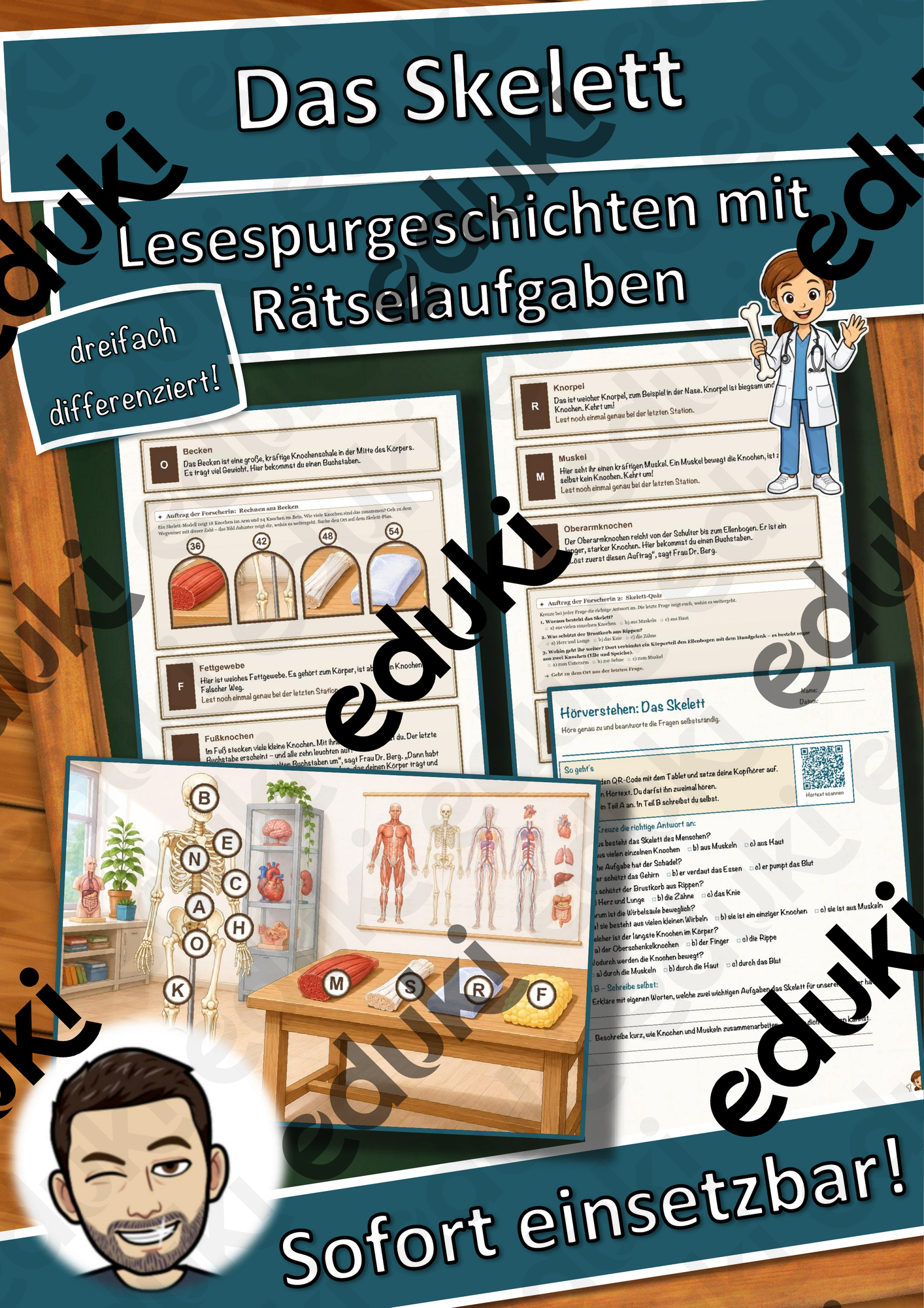 Das Skelett – Lesespurgeschichte mit Rätselaufgaben (Klasse 7)