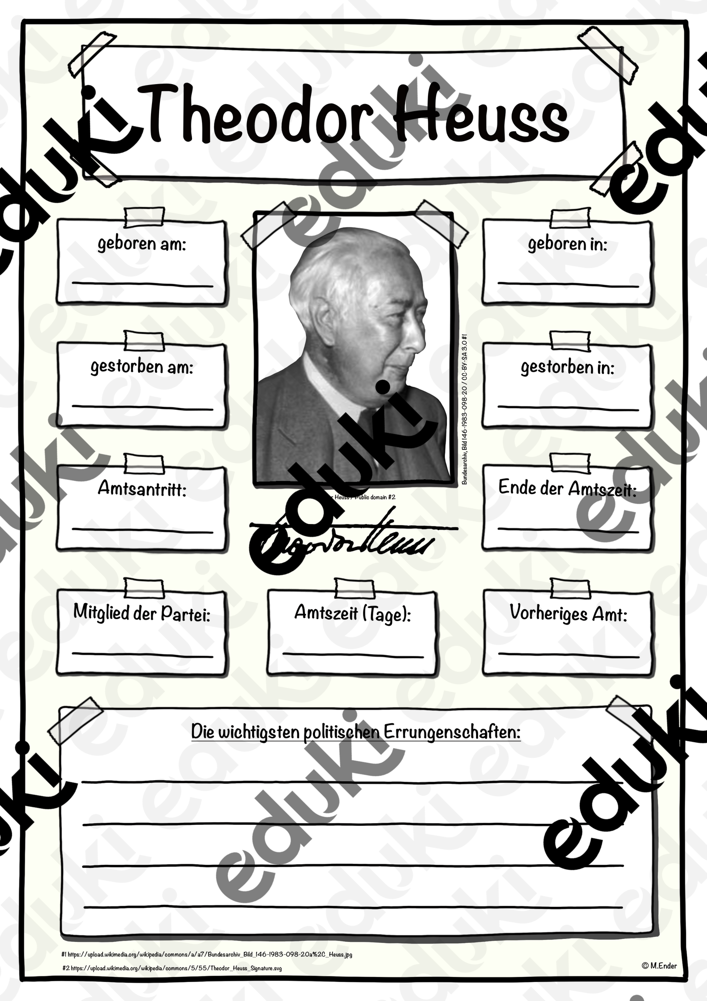 Steckbrief Bundespräsident (Theodor Heuss)