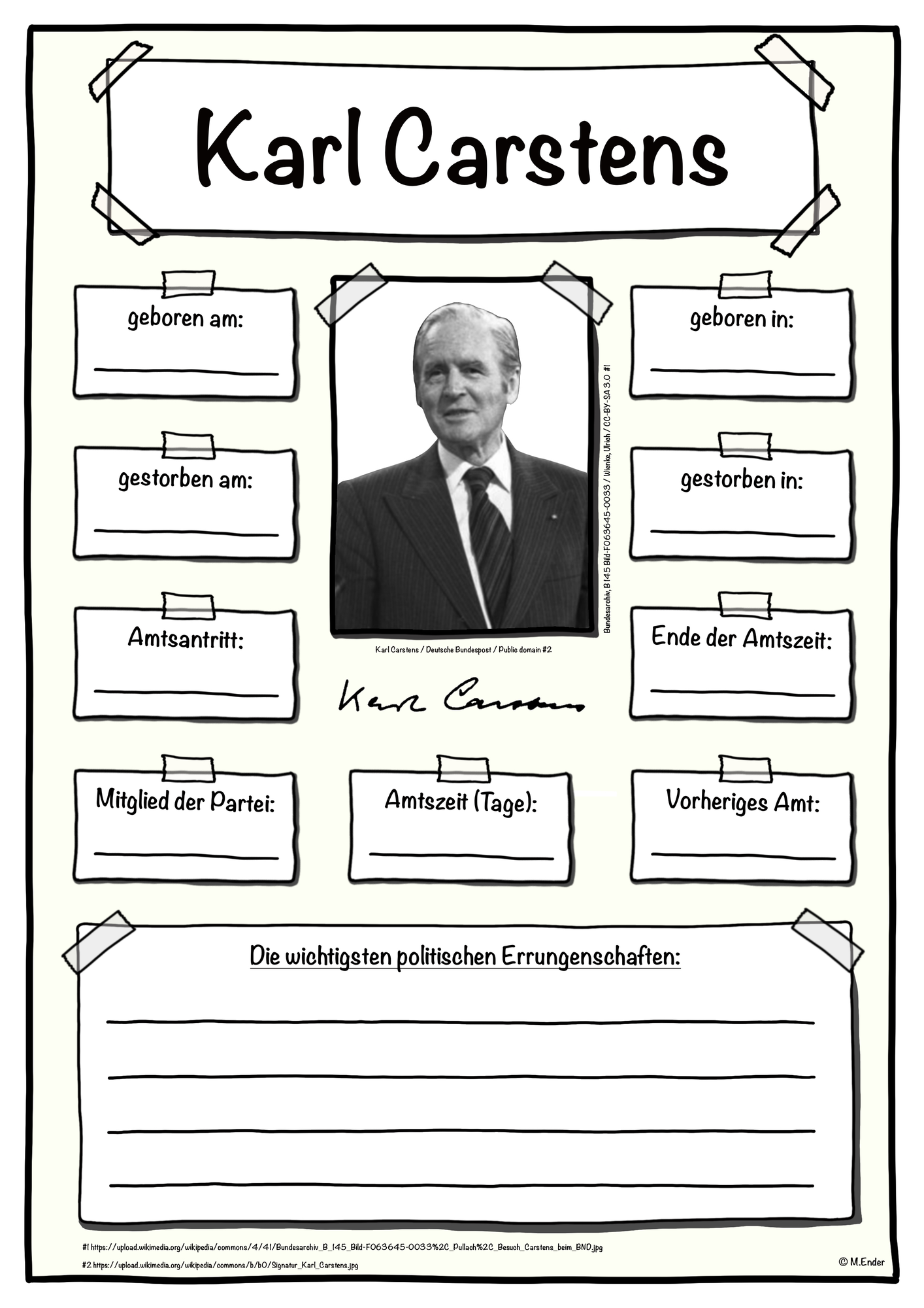 Steckbrief Bundespräsident (Karl Carstens)