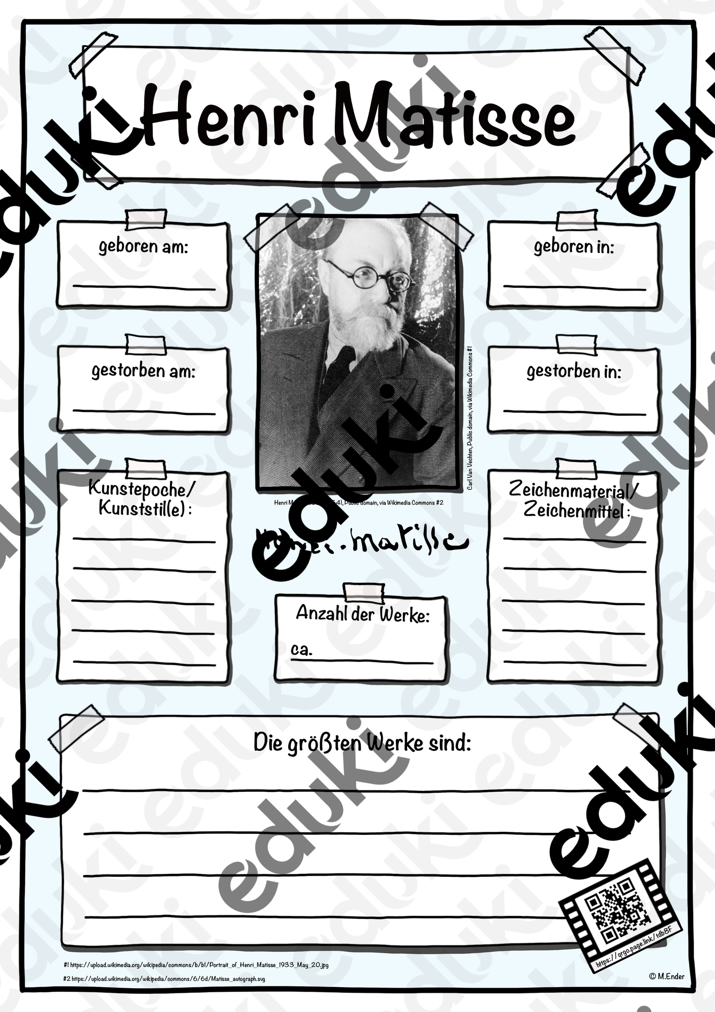 Künstler Steckbrief Henri Matisse
