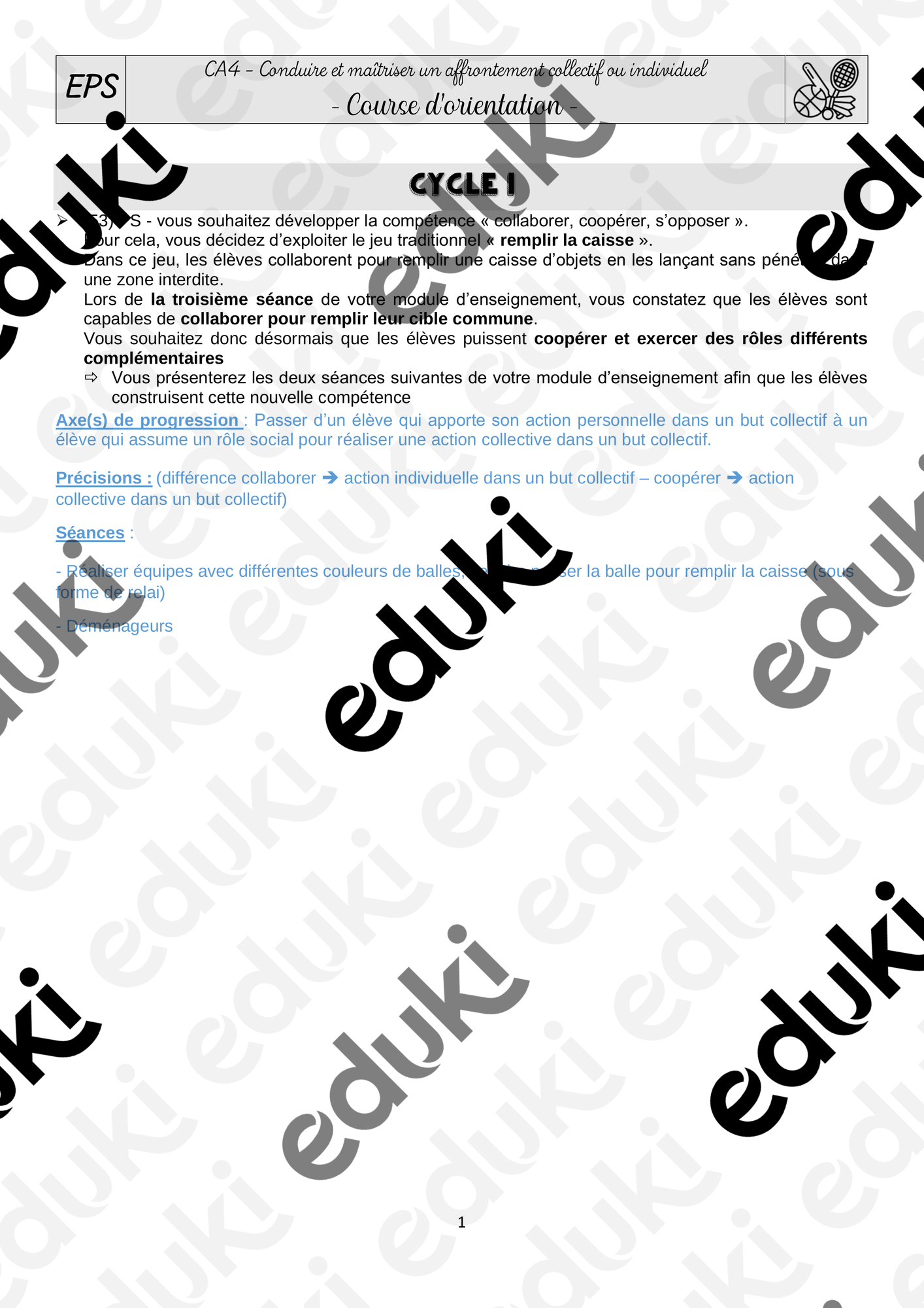CRPE - EPS - Jeux collectifs - Ressource pédagogique pour ton cours de ...