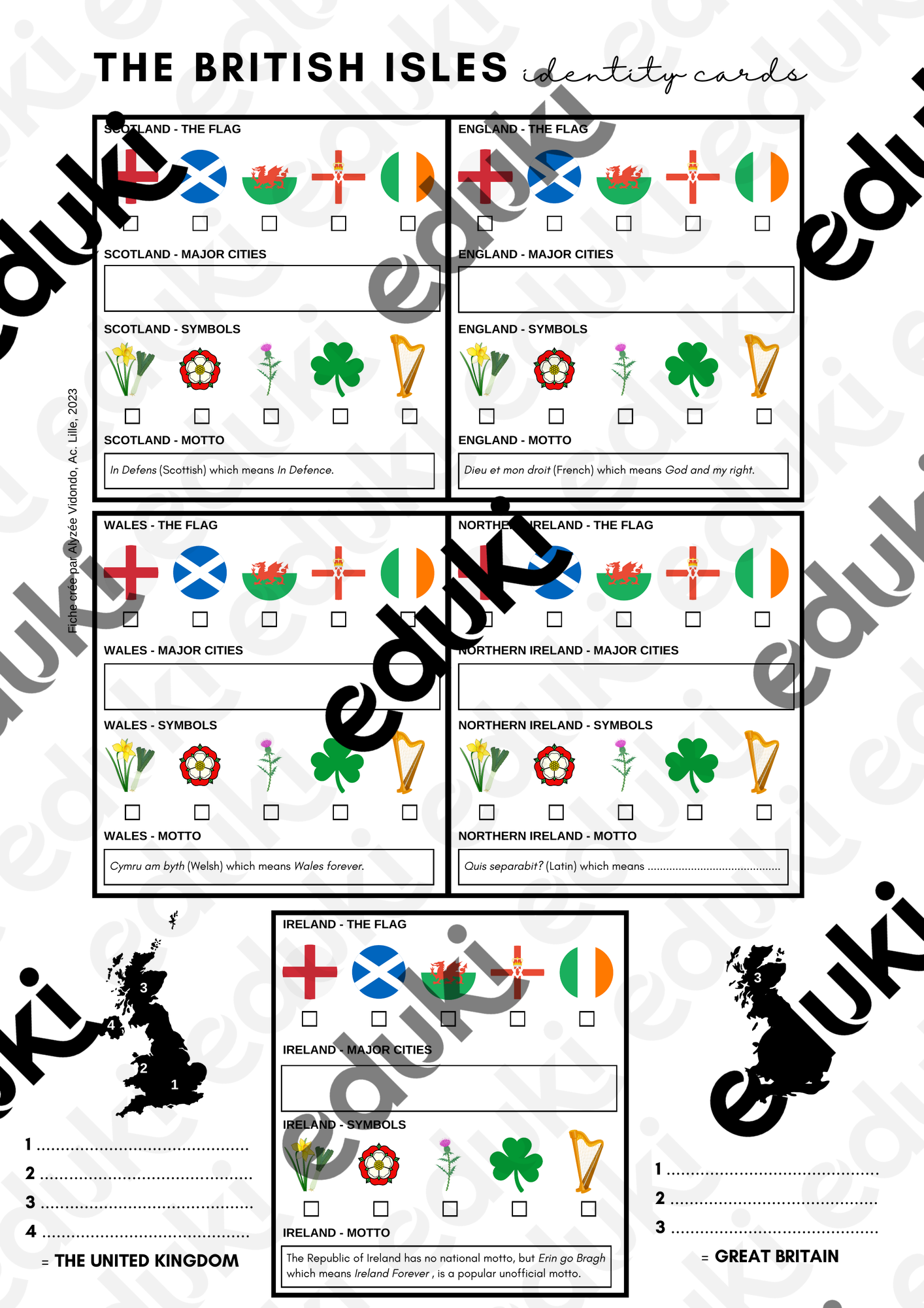 The British Isles 6ème évaluation The British Isles - ID cards - Anglais - Ressource pédagogique pour ton cours de Anglais