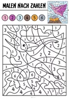 Malen Nach Zahlen mit 6 Bildern - für Kinder ab 4 Jahren –  Unterrichtsmaterial im Fach Mathematik