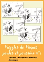 Puzzles de Pâques N°1 - poules - poussin - motricité fine - maternelle -  Ressource pédagogique pour les matières Périscolaire & Mathématiques