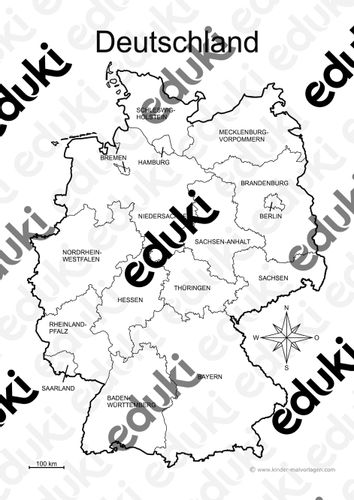 Länderkarten Deutschland | 6 verschiedene Karten A4