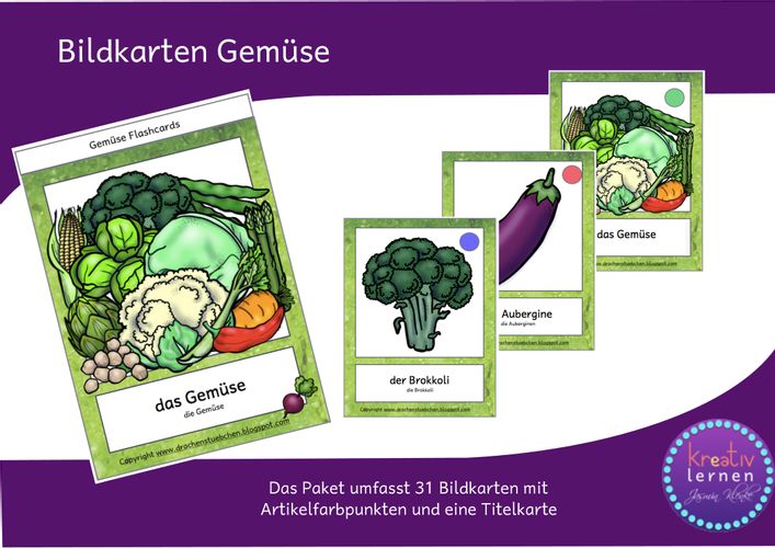 Bildkarten: Thema Gemüse – Unterrichtsmaterial in den Fächern DaZ/DaF