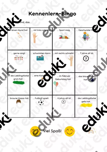 Kennenlern Bingo Unterrichtsmaterial Im Fach Fachübergreifendes