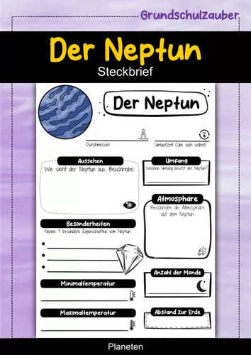 Steckbrief Neptun - Planet im Sonnensystem – Unterrichtsmaterial im ...