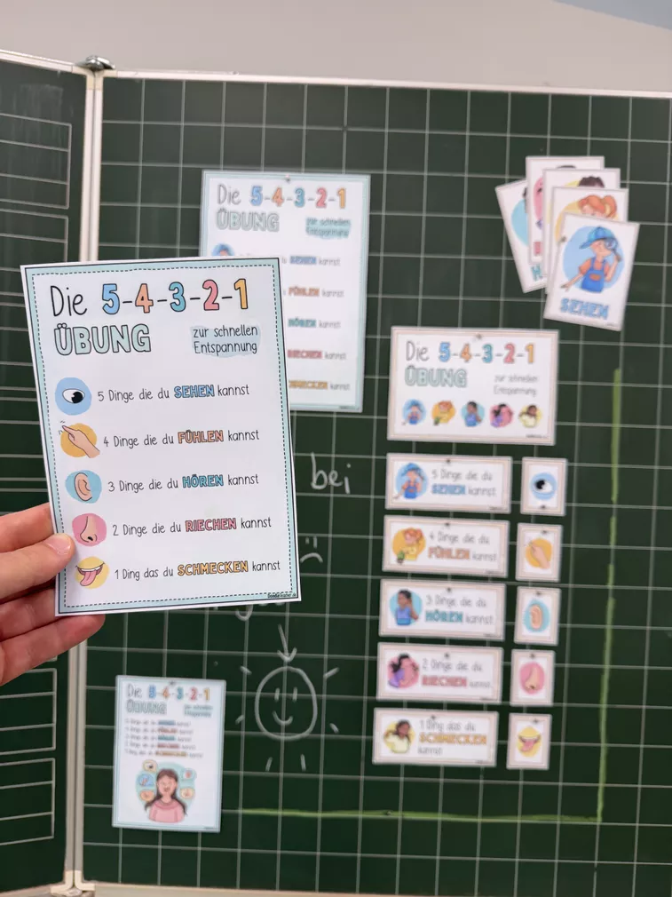 Bild in der Beschreibung des Unterrichtsmaterials Die 5-4-3-2-1-Übung - Entspannung / gegen Stress & Anspannung / 5 Sinne / 54321 Selbstregulation von Doodleteacher #1