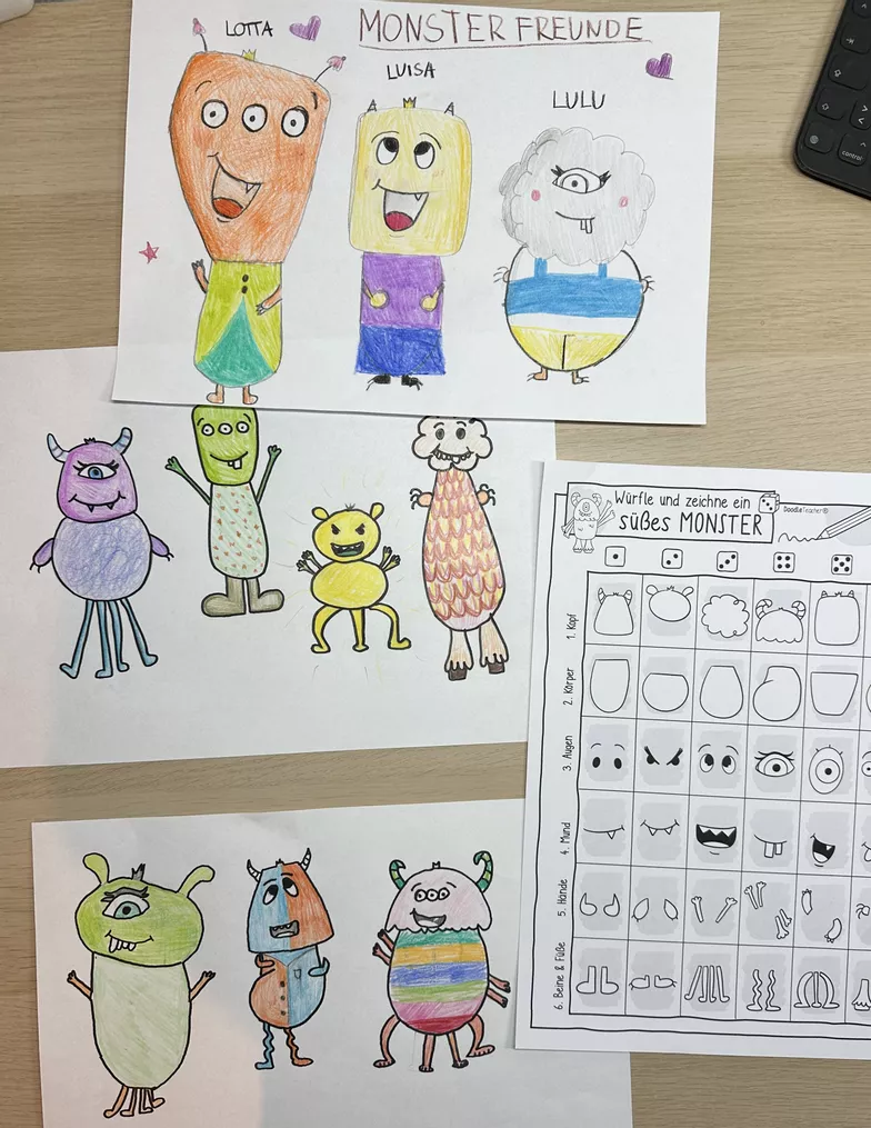 Bild in der Beschreibung des Unterrichtsmaterials Süße Monster - WÜRFELN & MALEN + Ausmalbilder / Würfle von Doodleteacher #1