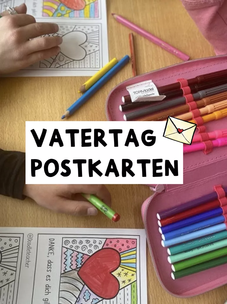 Bild in der Beschreibung des Unterrichtsmaterials Pop-Art DIY Postkarten VATERTAG / Papa, Papi, Held & Blanko Version von Doodleteacher #1