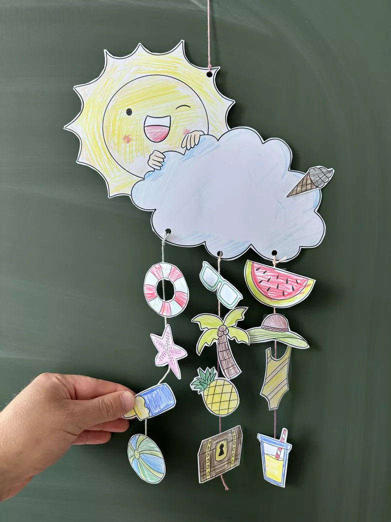 Bild in der Beschreibung des Unterrichtsmaterials Sommerzeit – Girlande & Mobile / Sommer Bastelvorlage von Doodleteacher #1