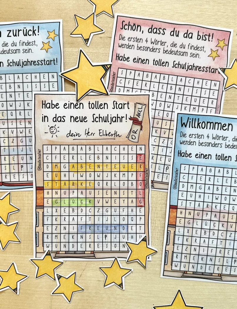 Bild in der Beschreibung des Unterrichtsmaterials Orakel - Start ins neue Schuljahr / Schuljahresanfang Suchsel von Doodleteacher #1