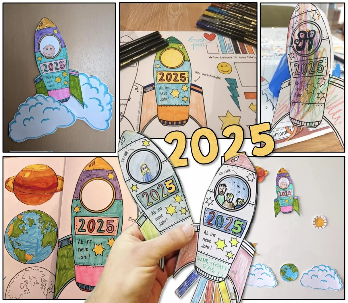 Bild in der Beschreibung des Unterrichtsmaterials Rakete 2026 / Raketen fürs neue Jahr / Neujahr mit Sketchnotes von Doodleteacher #2