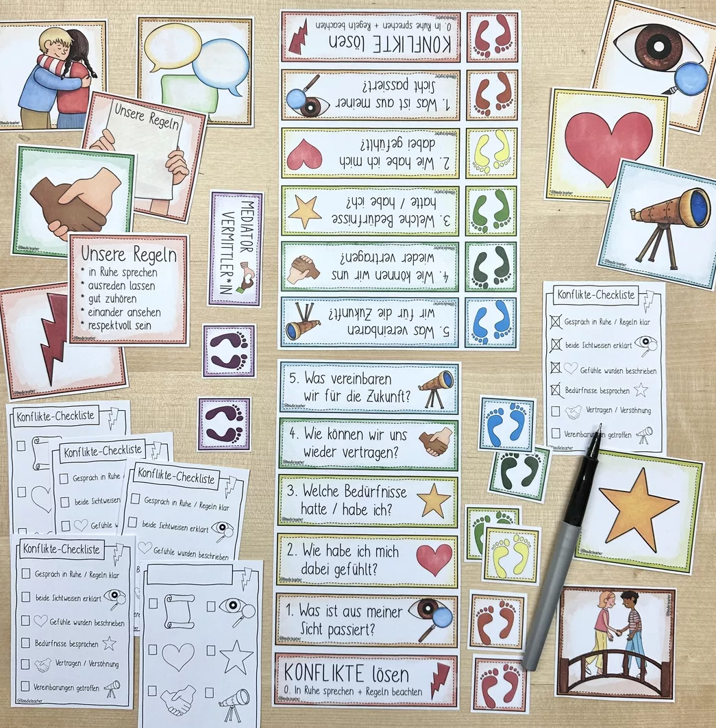 Bild in der Beschreibung des Unterrichtsmaterials Konflikte lösen & begleiten / 🏫⚡️ Konfliktlösung / Streit PAKET / Konfliktlöser von Doodleteacher #2