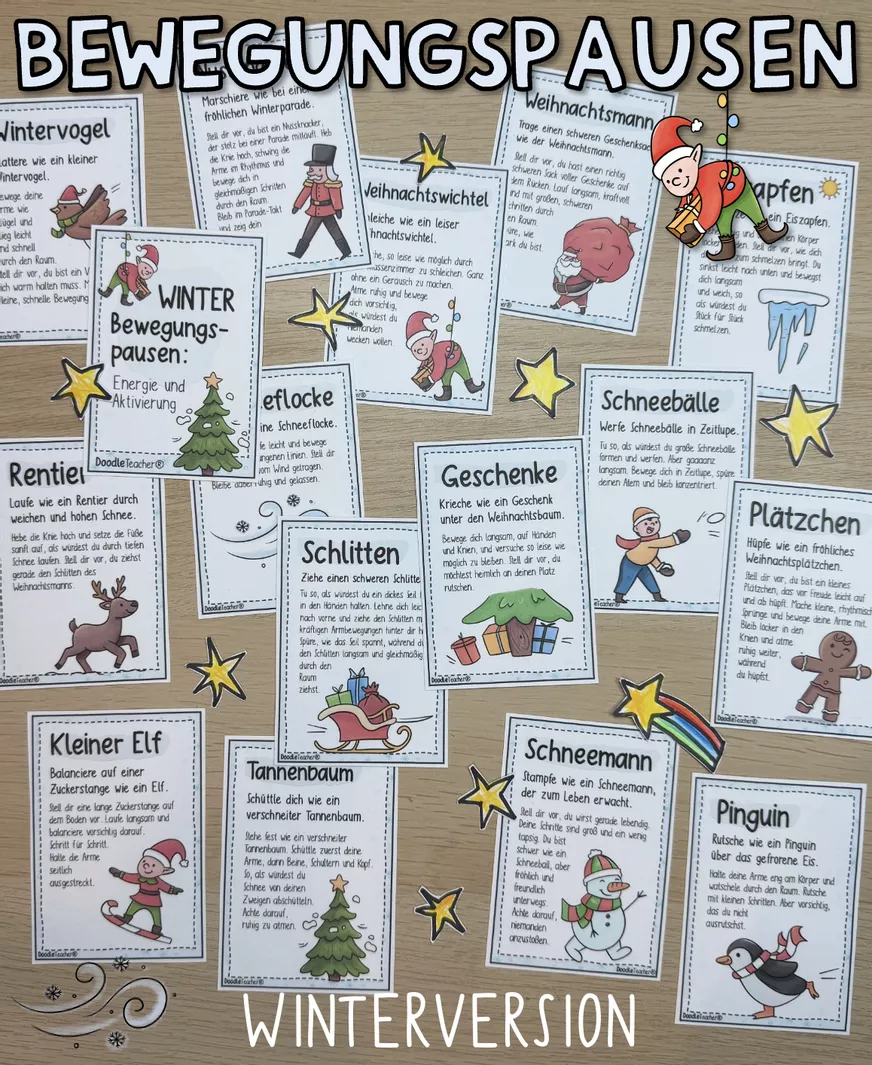 Bild in der Beschreibung des Unterrichtsmaterials 15 Winter Bewegungspausen - Brain Breaks / Pausen ❄️🏃♂️✨ von Doodleteacher #3