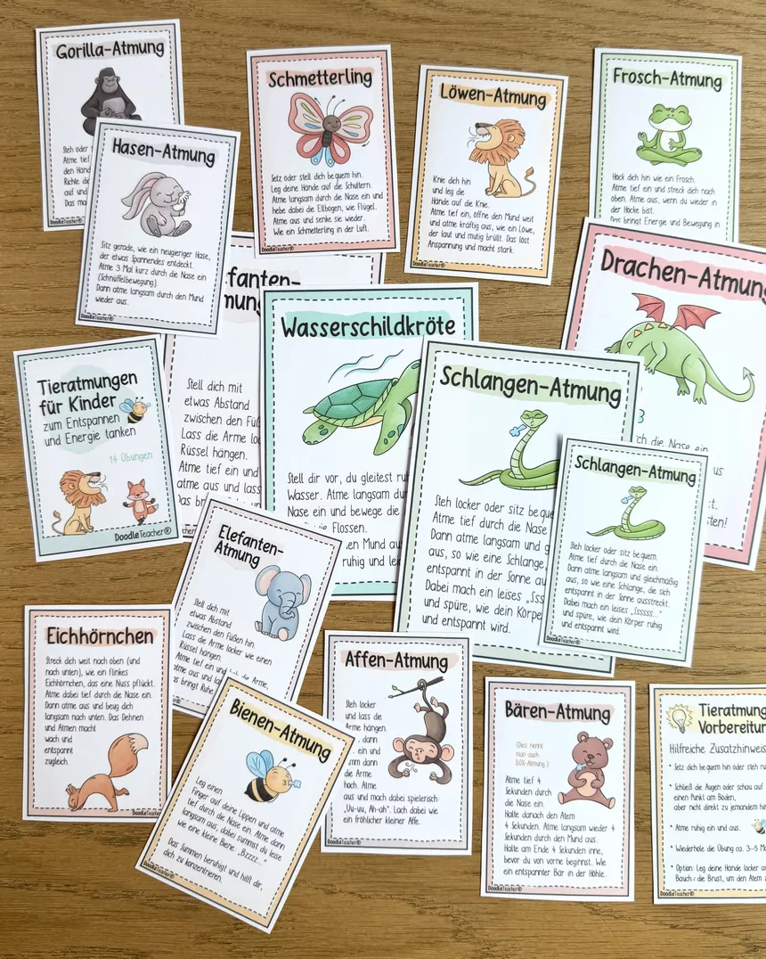 Bild in der Beschreibung des Unterrichtsmaterials 🐾 Tier Atmungen - 14 Übungen zum Entspannen / Atmen gegen Stress Atemübung von Doodleteacher #2