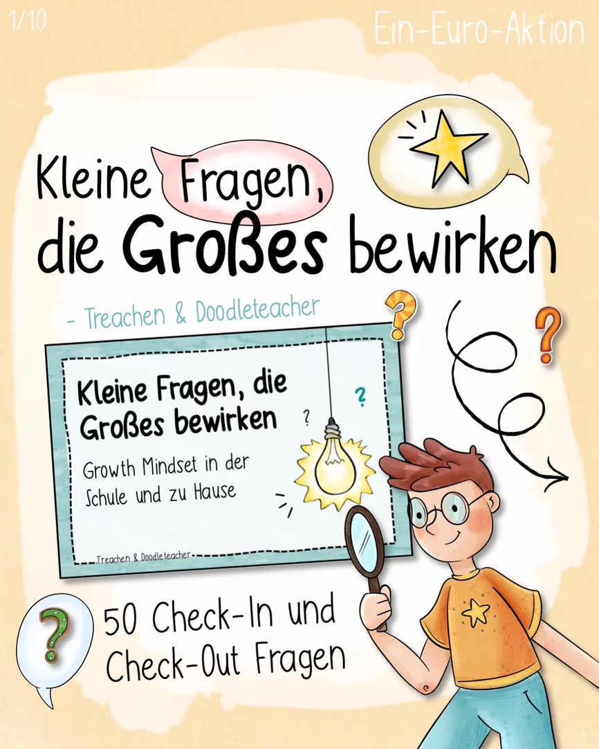 Bild in der Beschreibung des Unterrichtsmaterials 50 Check-in und Check-Out Fragen / Growth Mindset / Abschlusskreis Wachstumsdenken von Doodleteacher #2