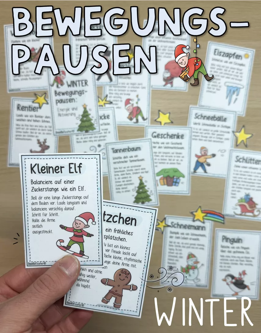 Bild in der Beschreibung des Unterrichtsmaterials 15 Winter Bewegungspausen - Brain Breaks / Pausen ❄️🏃♂️✨ von Doodleteacher #1