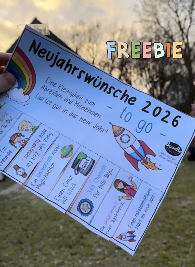 Bild in der Beschreibung des Unterrichtsmaterials Neujahrswünsche 2026 To-Go / Frohes neues Jahr / Neujahrsgrüße von Doodleteacher #1