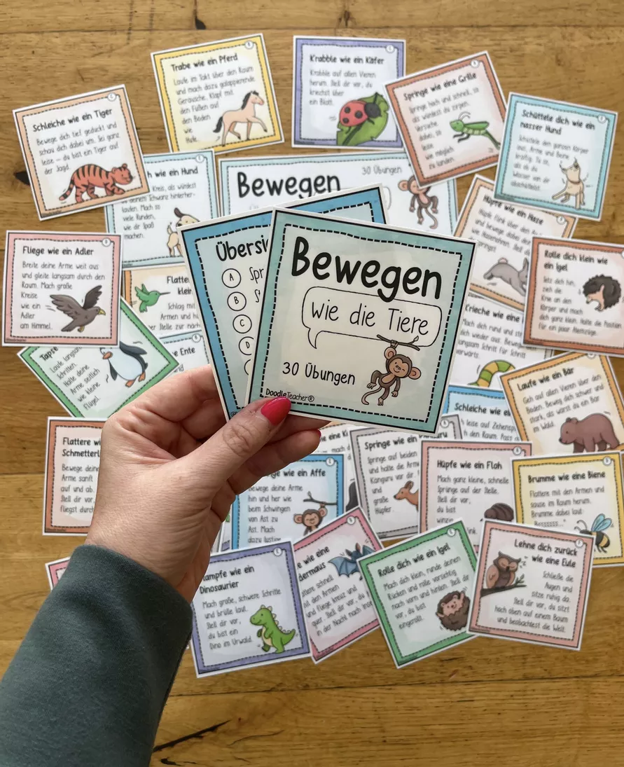 Bild in der Beschreibung des Unterrichtsmaterials Bewegungspausen TIERE Übungen / Aktivitäten für Pausen & Aktivierung von Doodleteacher #1