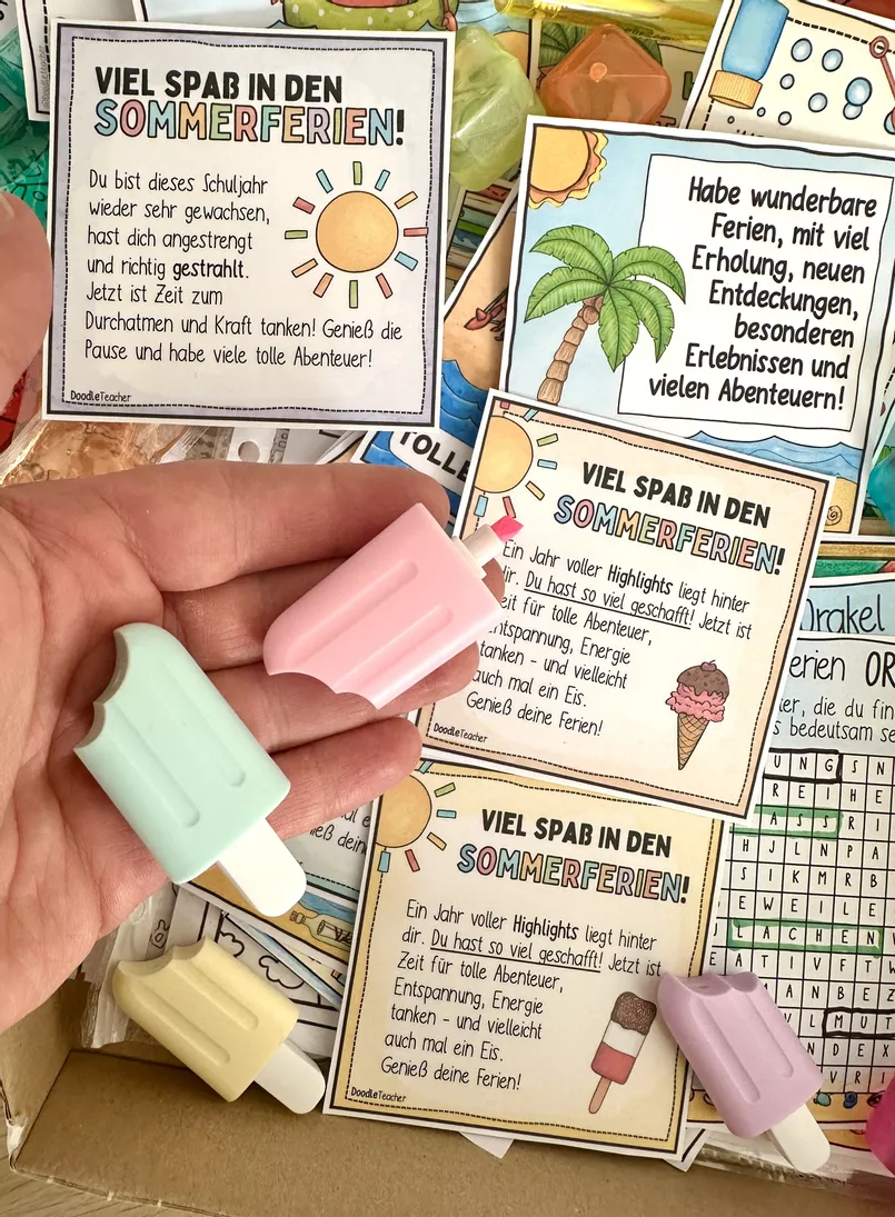 Bild in der Beschreibung des Unterrichtsmaterials Sommerferien / ☀️🎁 Schuljahresende / Grüße & Geschenke PAKET / Abschied von Doodleteacher #3