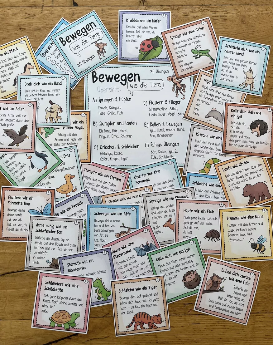 Bild in der Beschreibung des Unterrichtsmaterials Bewegungspausen TIERE Übungen / Aktivitäten für Pausen & Aktivierung von Doodleteacher #2