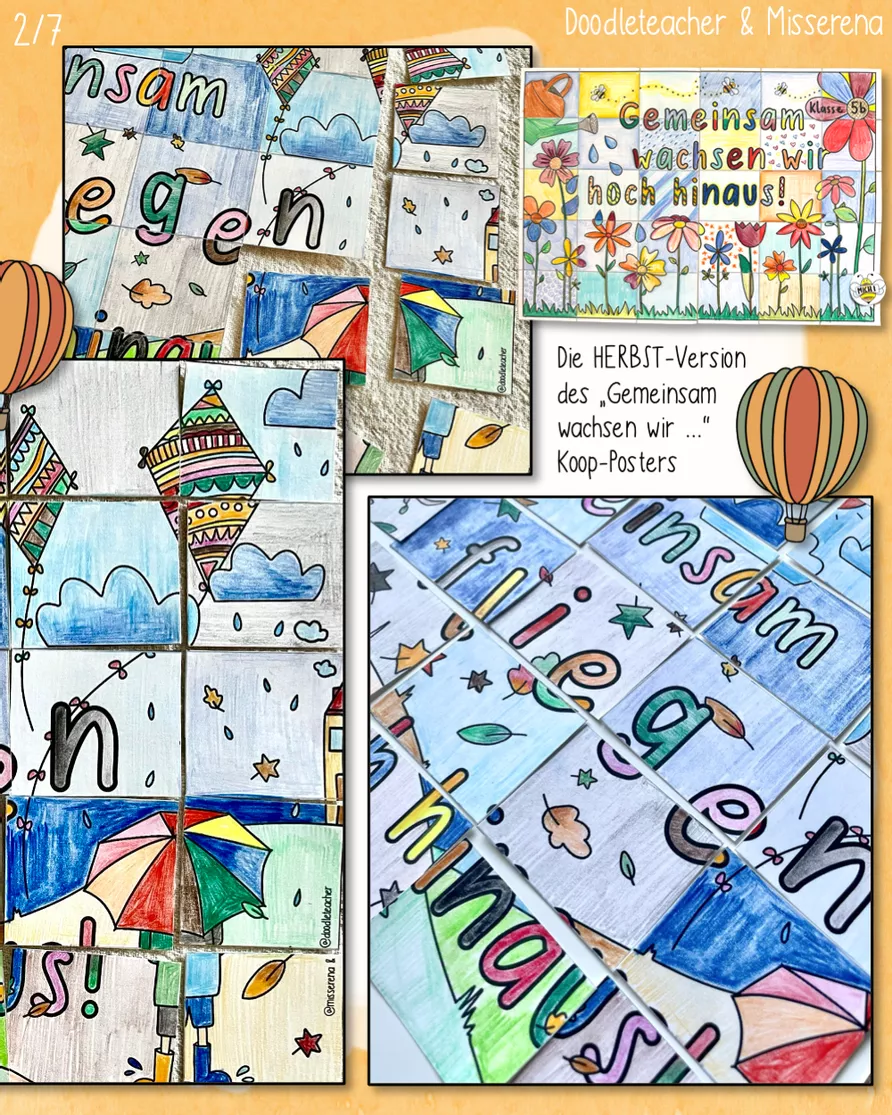 Bild in der Beschreibung des Unterrichtsmaterials Herbst - Kooperatives Poster "Gemeinsam fliegen ..." 🎈Gemeinschaftsbild von Doodleteacher #2