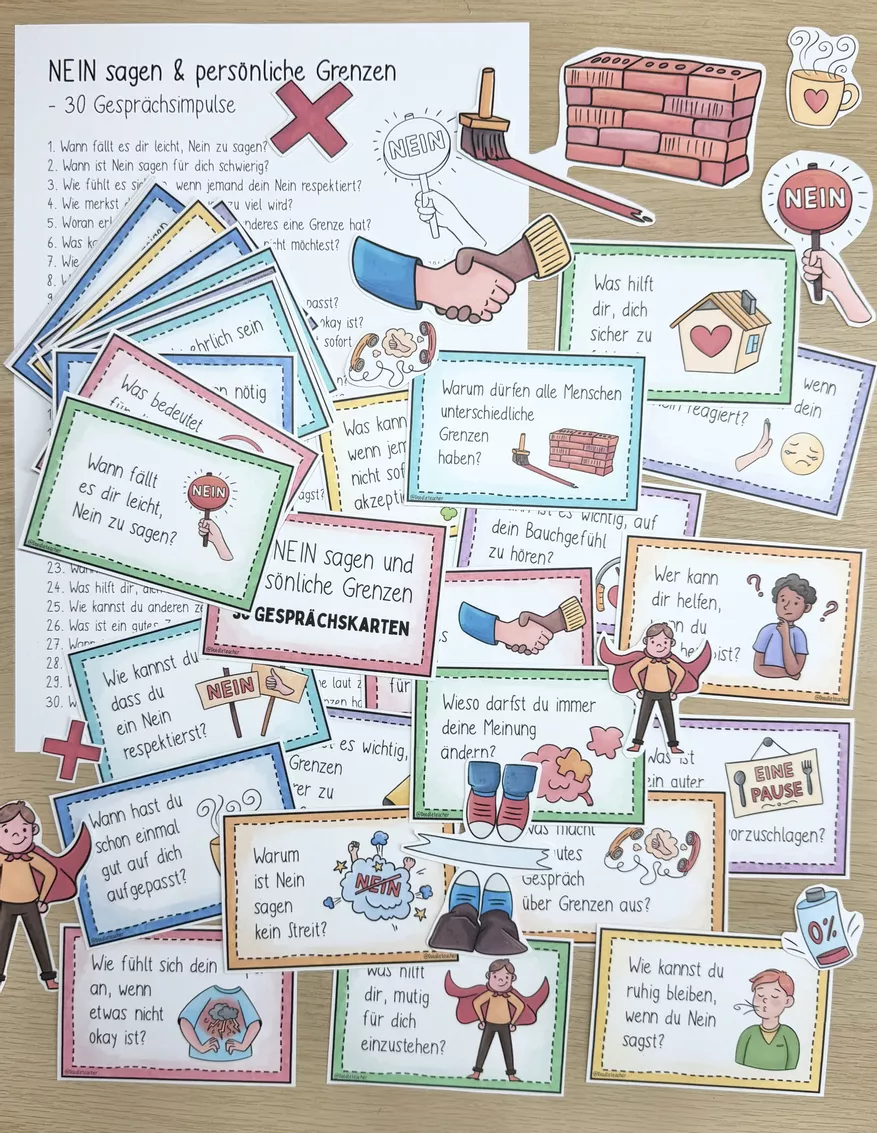 Bild in der Beschreibung des Unterrichtsmaterials "Nein" Sagen / Grenzen - 30 Gesprächskarten (auch: Konflikte, Mobbing, Sexualkunde) von Doodleteacher #2