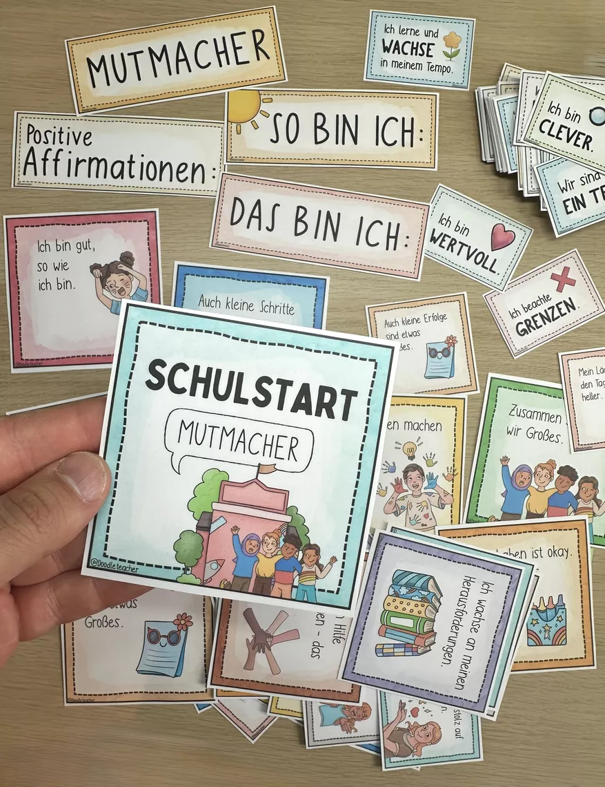 Bild in der Beschreibung des Unterrichtsmaterials Mutmurmeln - Mut-Sätze für den Schulanfang - ab Klasse 1 / Schulstart (passt zum Buch "Mutmurmeln") Mutmacher von Doodleteacher #1