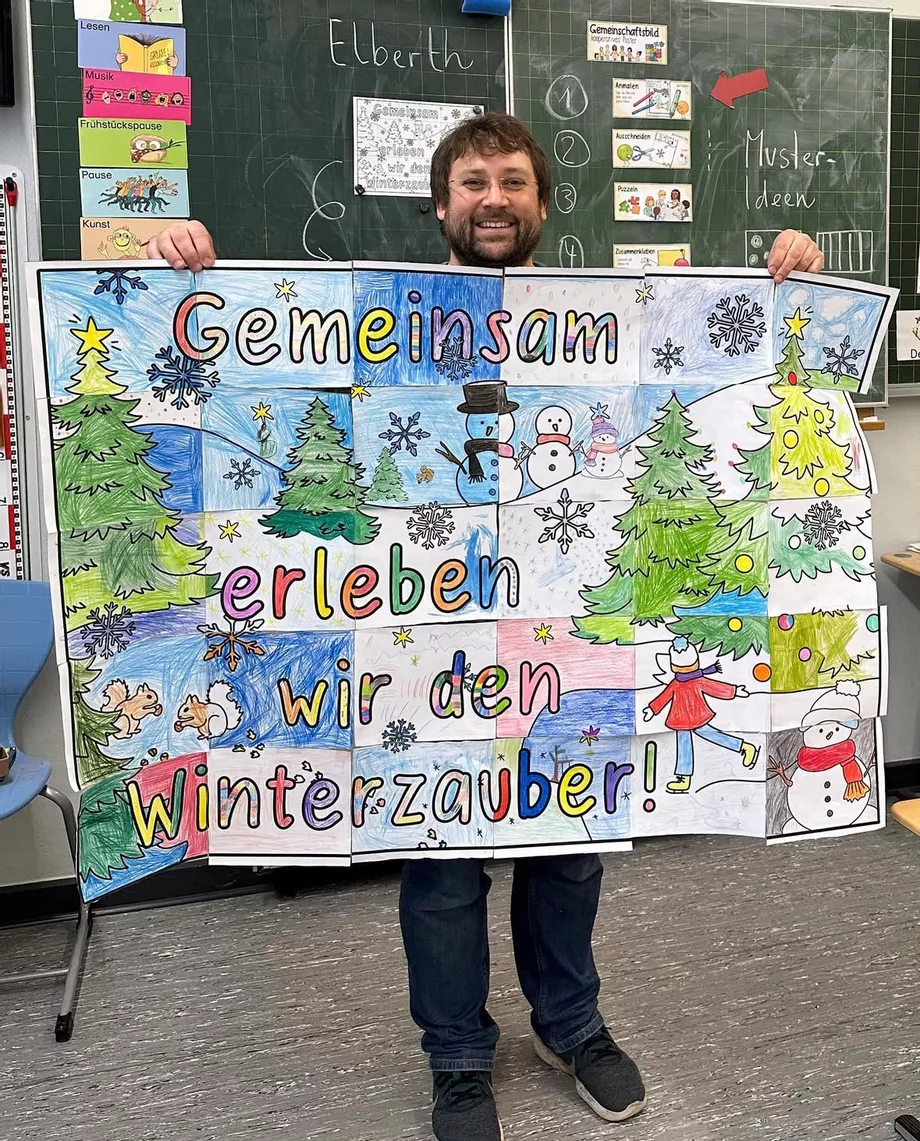 Bild in der Beschreibung des Unterrichtsmaterials Gemeinschaftsbild / kooperatives Poster - Winter / Winterzeit / Winterzauber von Doodleteacher #2