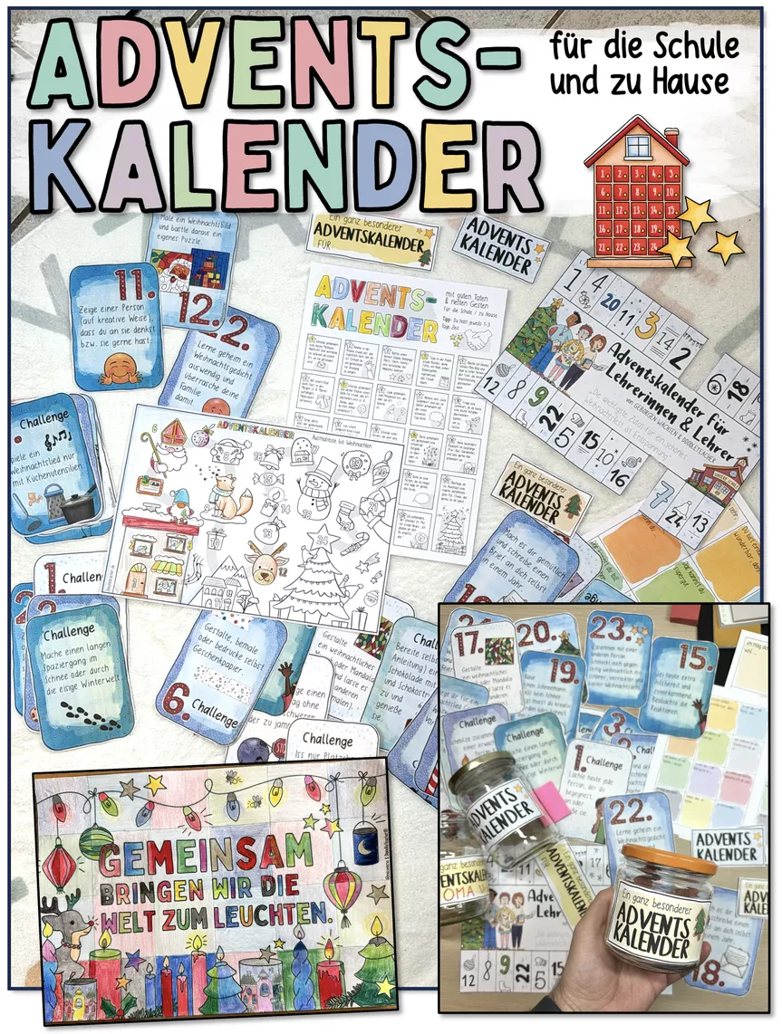 Bild in der Beschreibung des Unterrichtsmaterials DIY Adventskalender Sammlung - wachsendes Materialpaket / Advent von Doodleteacher #1