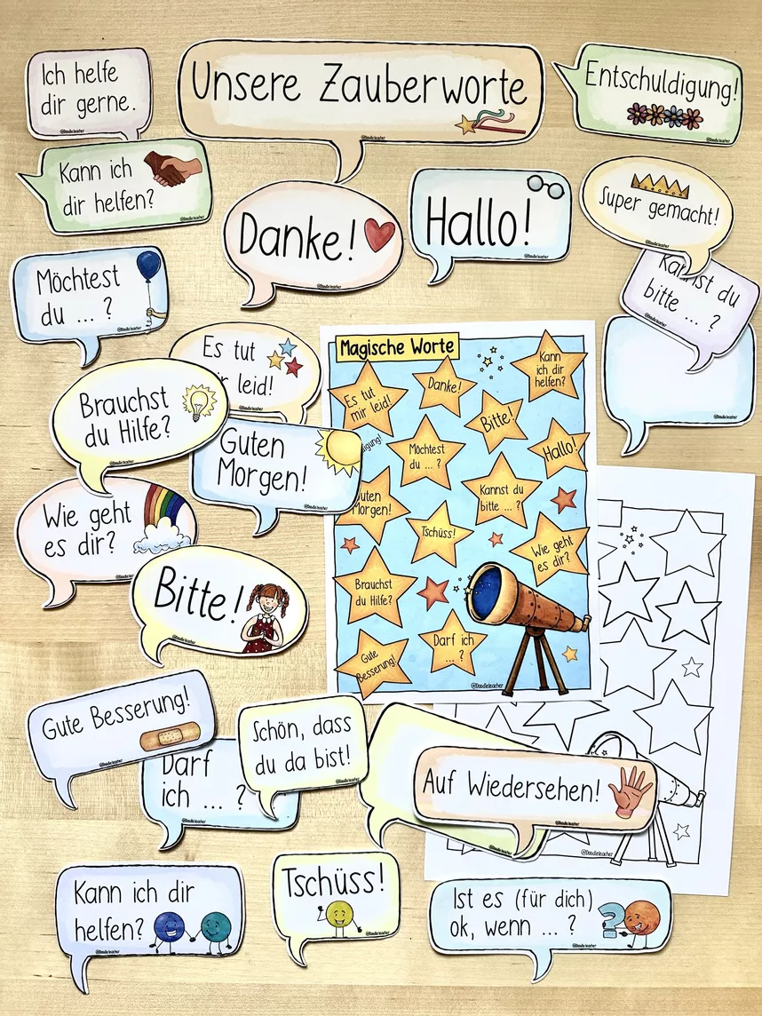 Bild in der Beschreibung des Unterrichtsmaterials Magische Worte ⭐️ / Unsere Zauberwörter / Zauberworte - PAKET Soziales Miteinander von Doodleteacher #2