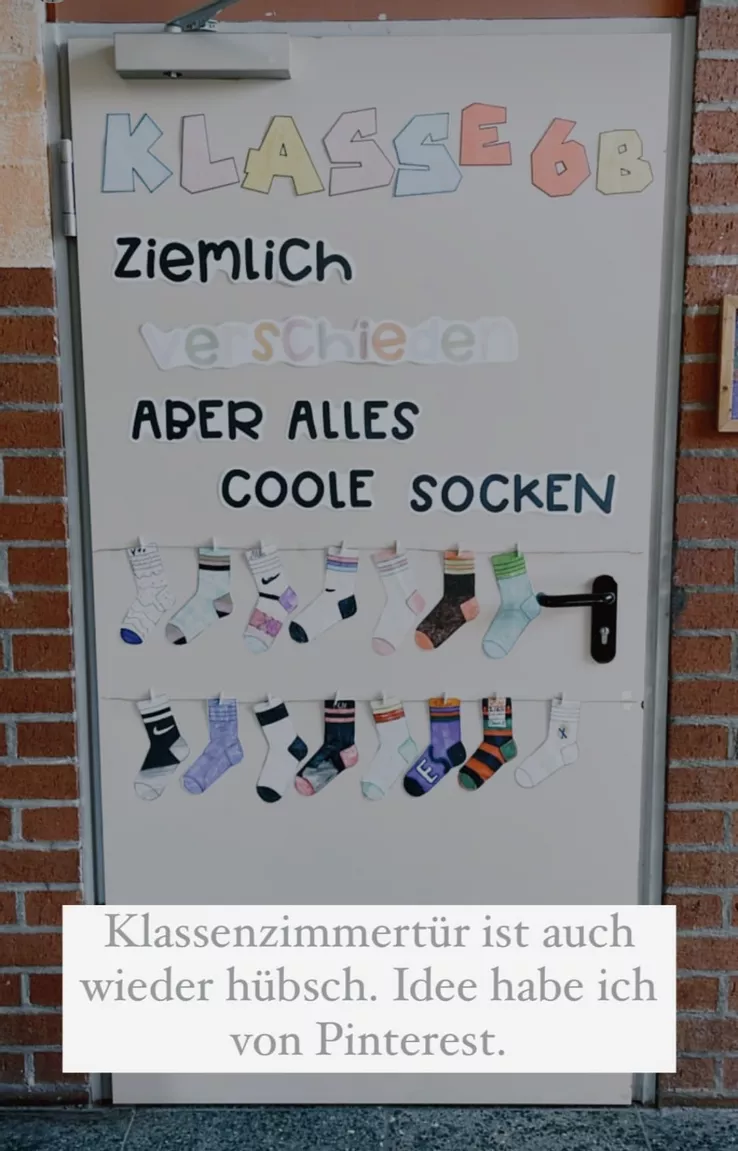 Bild in der Beschreibung des Unterrichtsmaterials Schuljahresbeginn: Alle verschieden / coole Socken - Steckbriefe / Türbild / Dekoration Schuljahresanfang von Doodleteacher #4