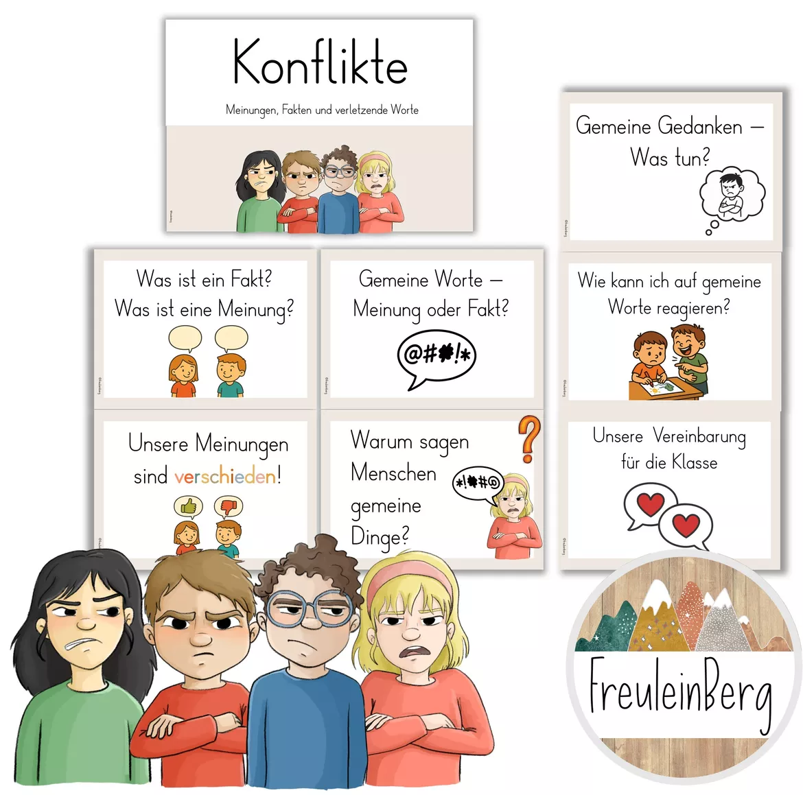 Bild in der Beschreibung des Unterrichtsmaterials Reihentransparenz: Konflikte - Meinungen, Fakten, verletzende Worte von FreuleinBerg #1