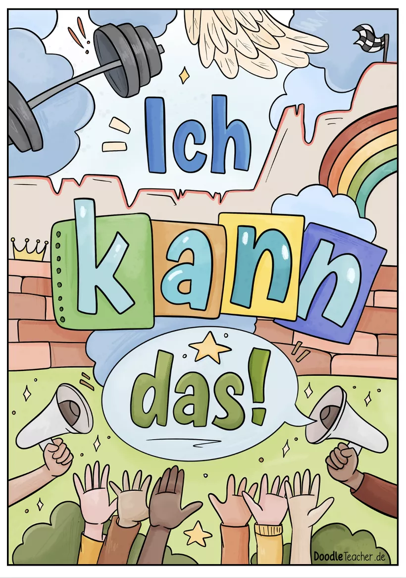 Bild in der Beschreibung des Unterrichtsmaterials Ich kann das! – Mut-Poster / Mutmacher / Growth Mindset von Doodleteacher #2
