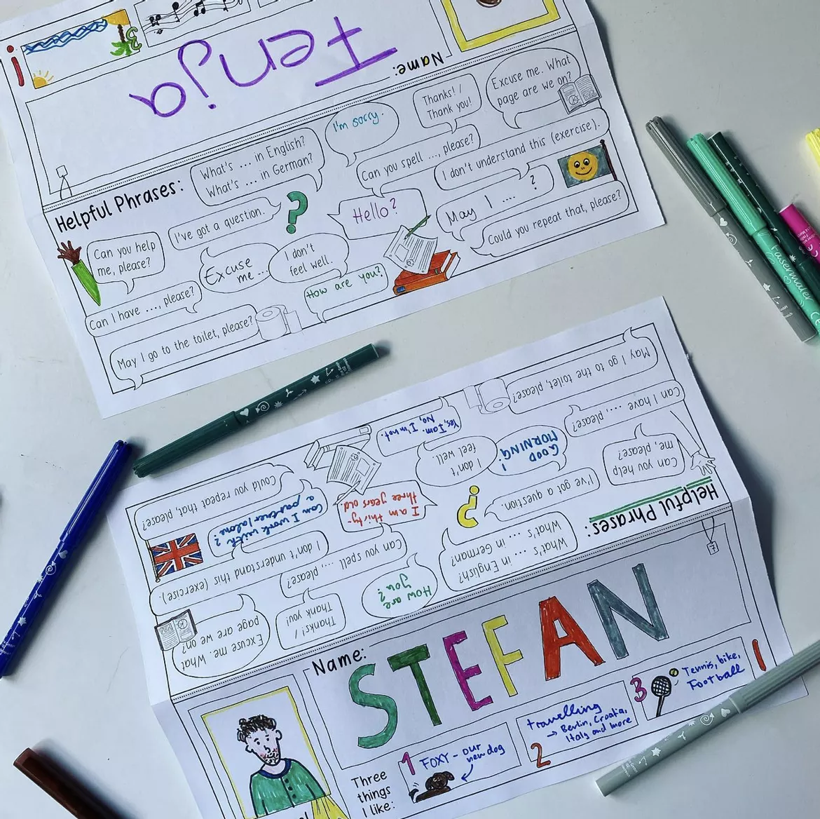 Bild in der Beschreibung des Unterrichtsmaterials Namensschilder / Name Tags - Schuljahresanfang Paket (D/E) von Doodleteacher #1