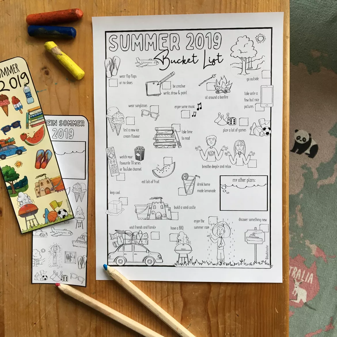 Bild in der Beschreibung des Unterrichtsmaterials Mein Sommer 2025/26... - Sketchnotes / Bucket List (To Do Liste & Lesezeichen) von Doodleteacher #1