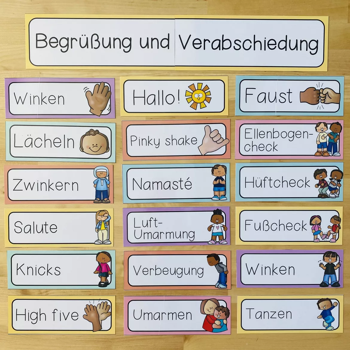 Bild in der Beschreibung des Unterrichtsmaterials Begrüßung und Verabschiedung - Bildkarten / Poster (Version 2021) von Unterrichtmitspass #2