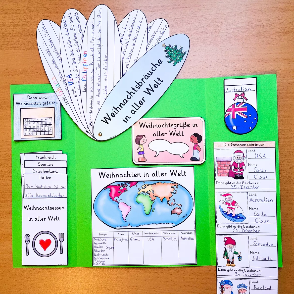 Bild in der Beschreibung des Unterrichtsmaterials LAPBOOK Weihnachten in aller Welt Klasse 3-6 (Weihnachten in anderen Ländern IM ÜBERBLICK) von Helles Köpfchen #2