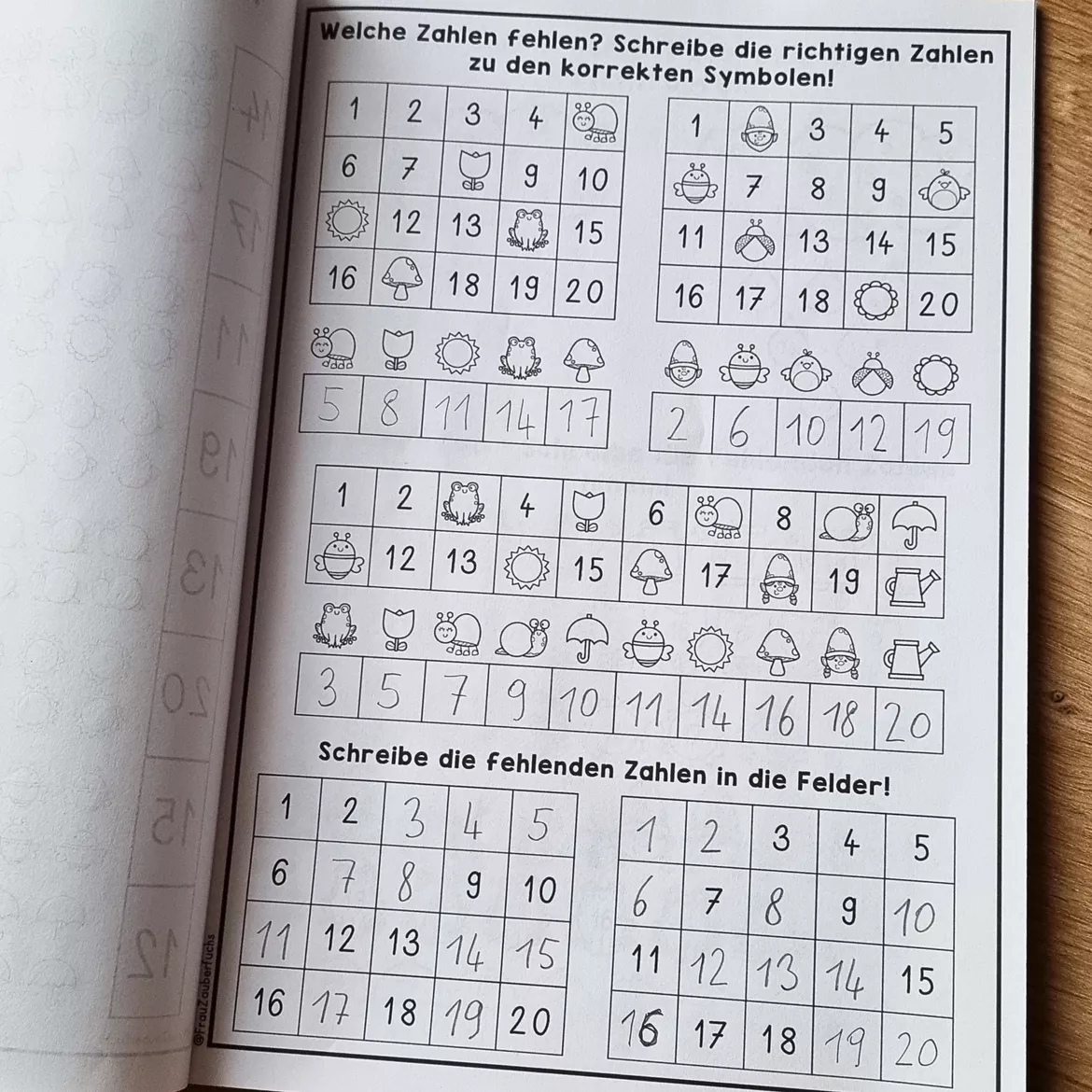 Bild in der Beschreibung des Unterrichtsmaterials Fit in Klasse 1, Zahlenraumerweiterung, Zahlenraum 20 - Frühling, Mathe Arbeitsheft von Frau Zauberfuchs #2