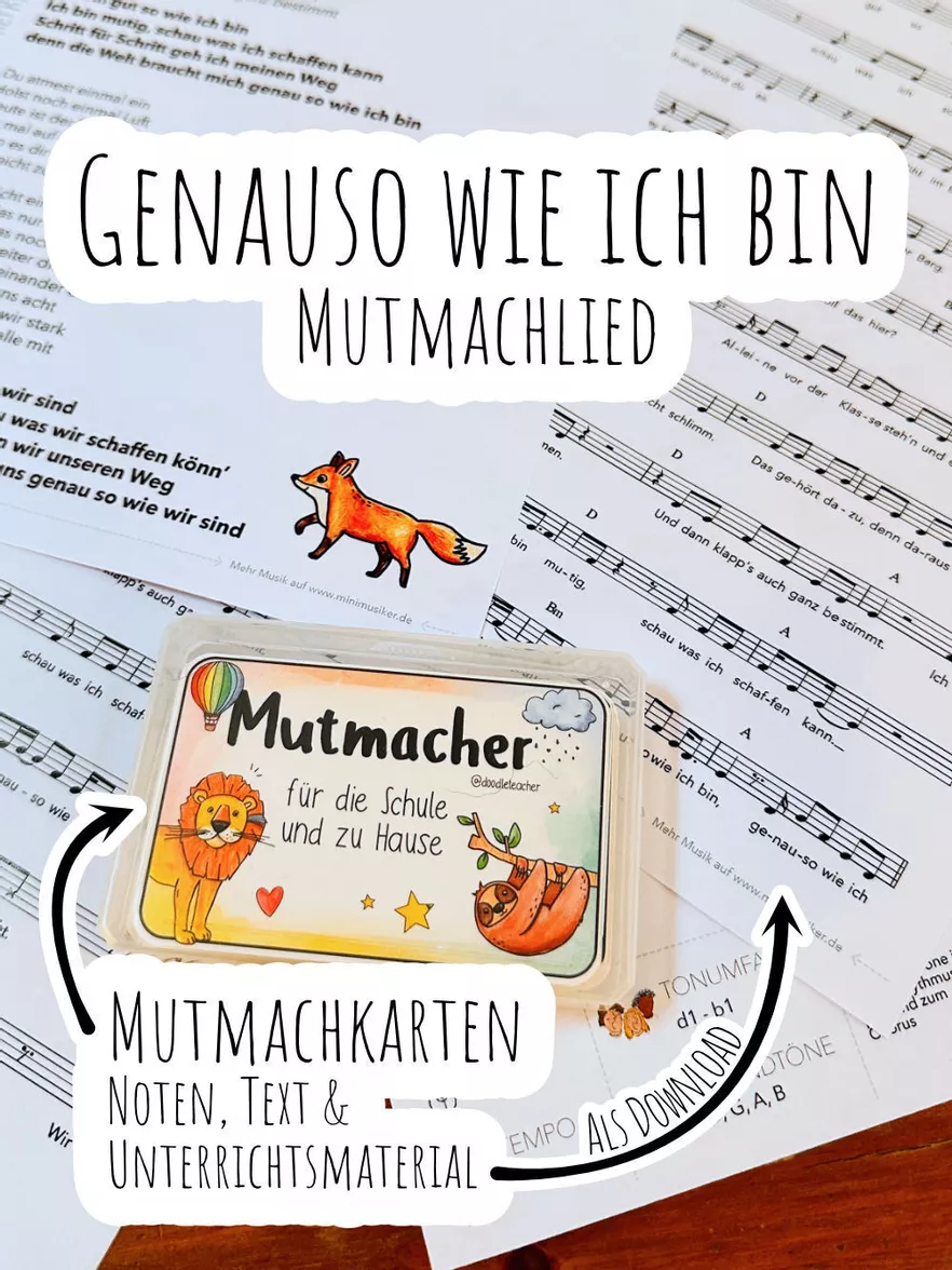 Bild in der Beschreibung des Unterrichtsmaterials Mutmachlied / Klassenlied 🎵 "Genauso wie ich bin" - MATERIALPAKET + MP3s / Minimusiker von Doodleteacher #1