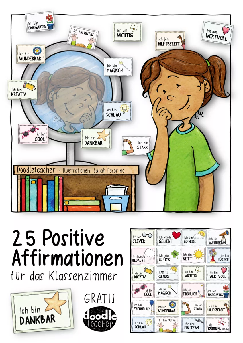 Bild in der Beschreibung des Unterrichtsmaterials 45 Positive Affirmationen fürs Klassenzimmer / Mutmacher von Doodleteacher #7