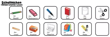 Bild in der Beschreibung des Unterrichtsmaterials Strukturierte Wortschatzerweiterung im DaZ-Unterricht (Teil 1: Schulsachen, Familie, Verben...) von abc shop #1