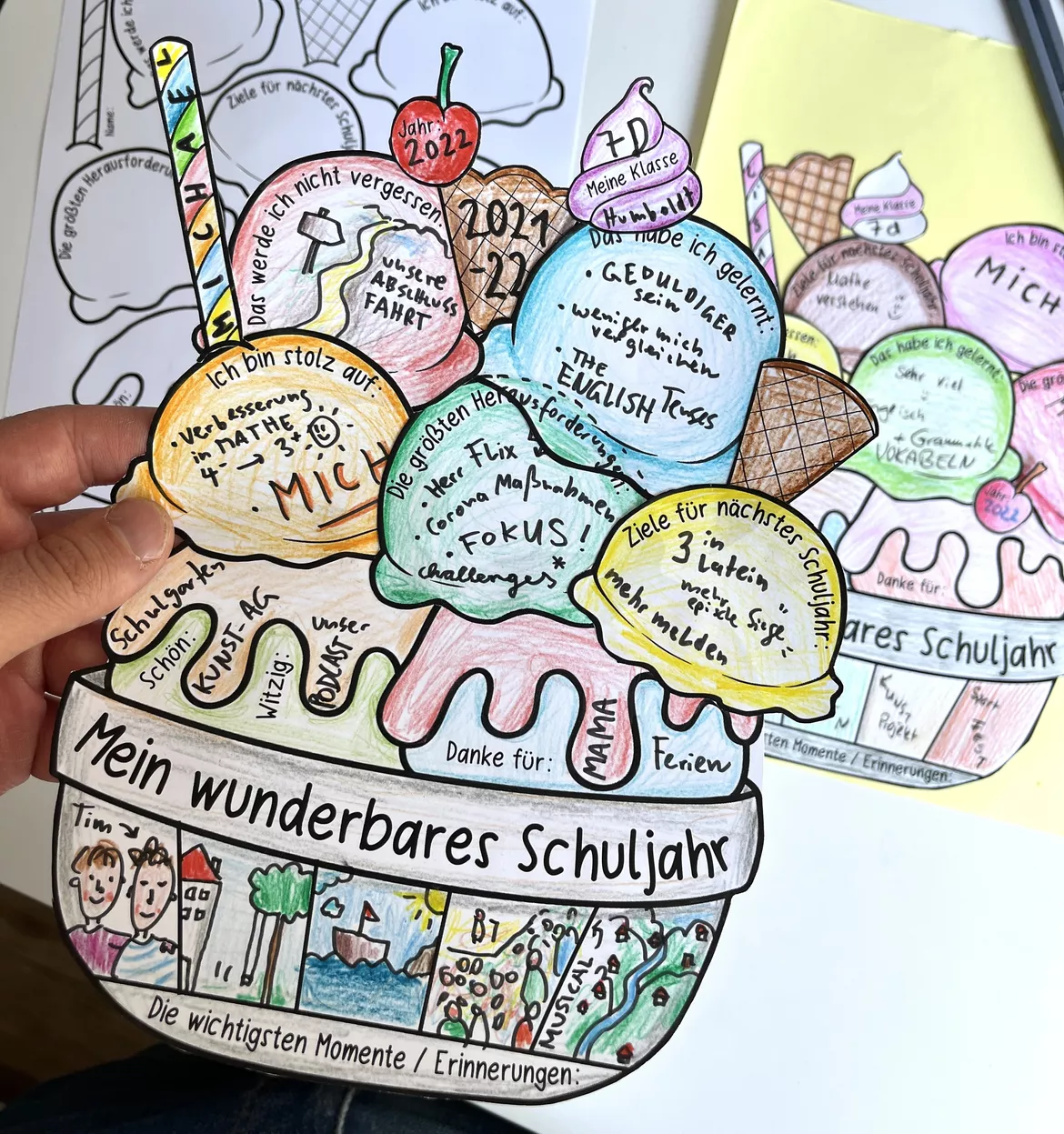 Bild in der Beschreibung des Unterrichtsmaterials Schuljahresende: Mein Schuljahr / Eisbecher - Sommer / Sommerferien von Doodleteacher #2