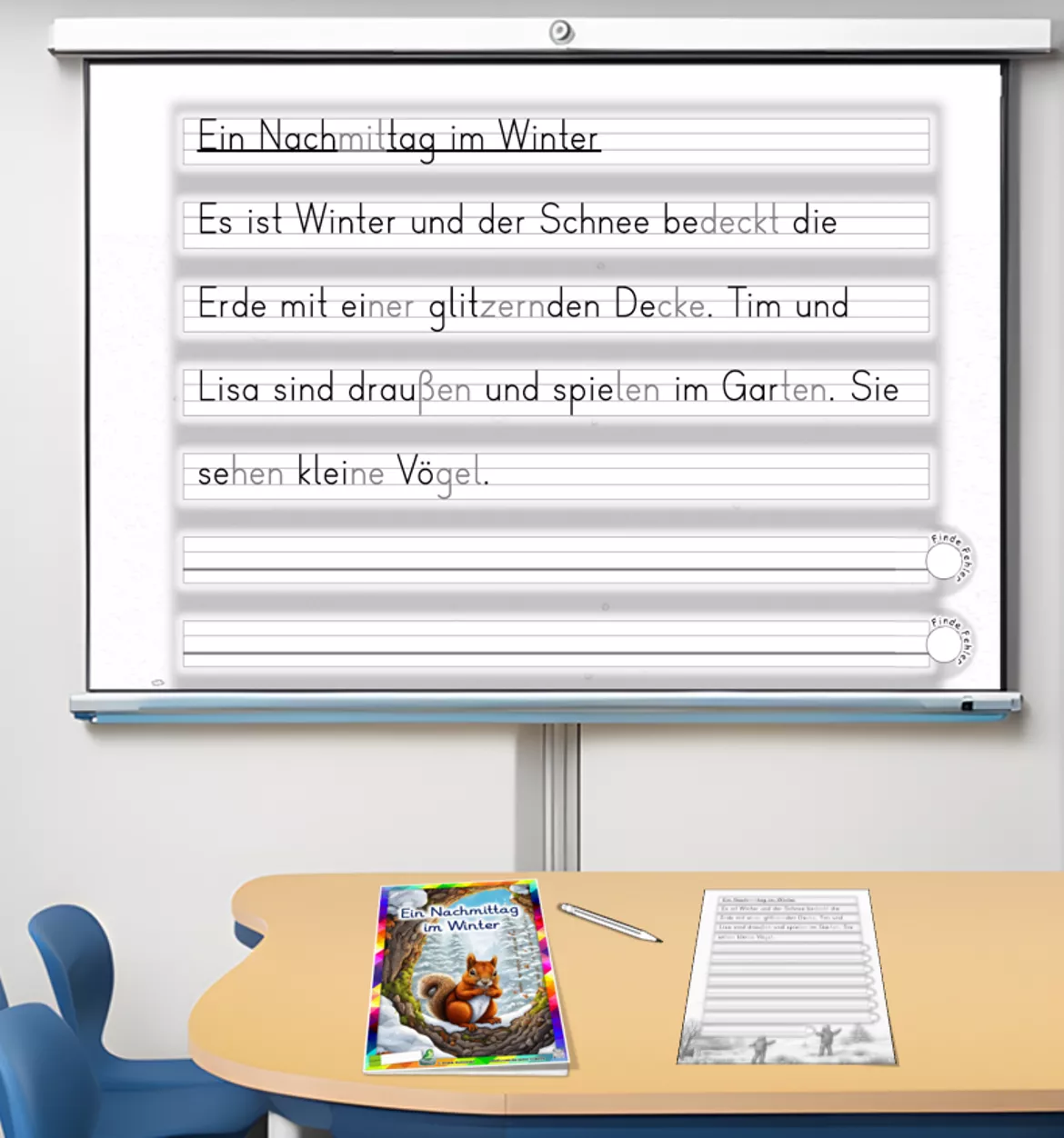 Bild in der Beschreibung des Unterrichtsmaterials Abschreibübung in 7 Schul-Druckschriften "Ein Nachmittag im Winter" (Tiere im Winter) (D-A-CH) von Stolpersteine #4