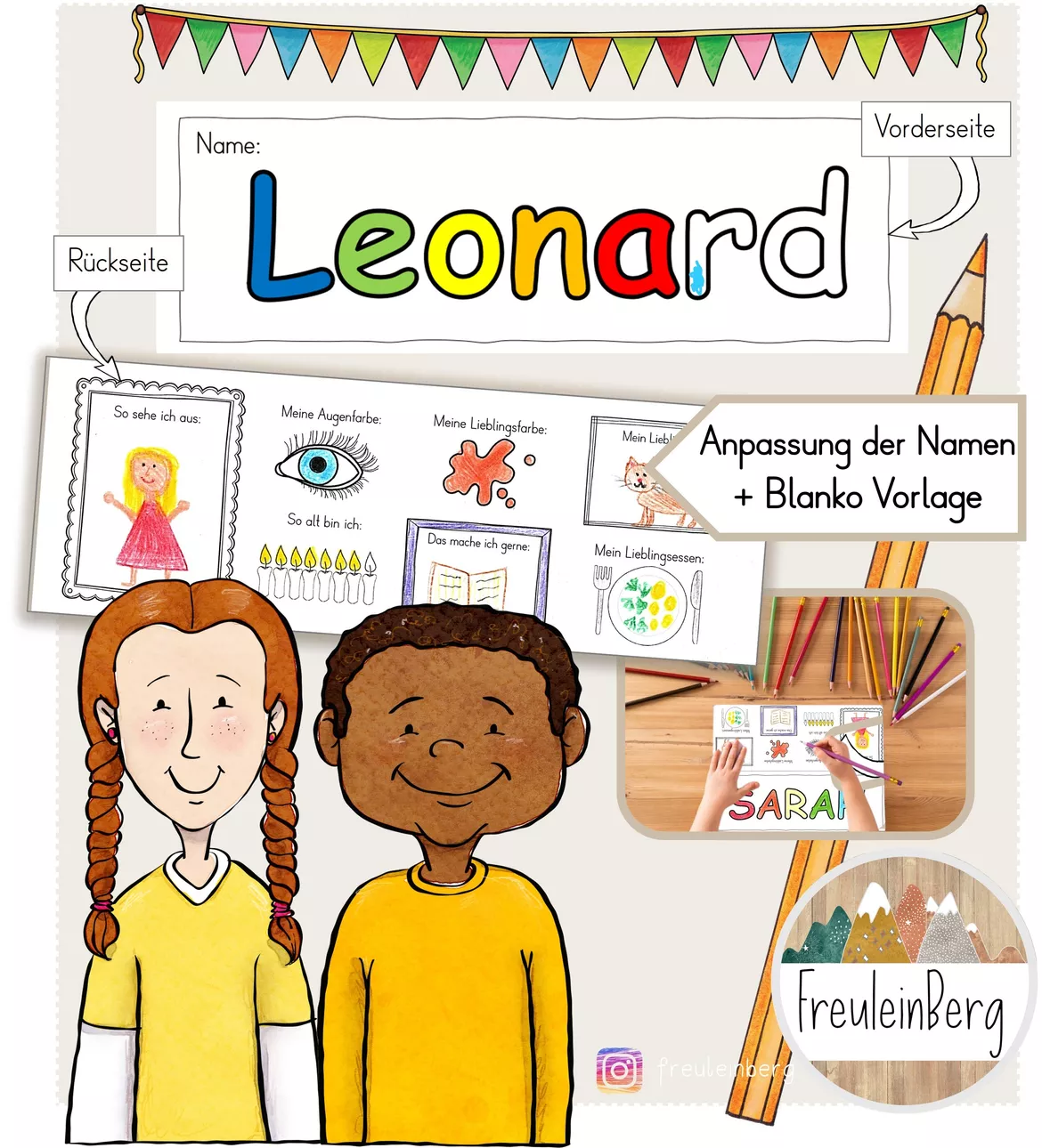 Bild in der Beschreibung des Unterrichtsmaterials Namensschilder - Einschulung - Begrüßung 1. Klasse von FreuleinBerg #2