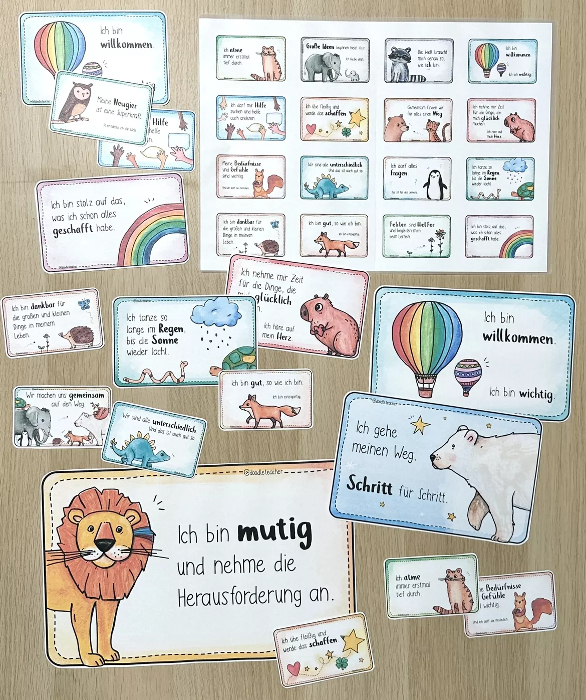 Bild in der Beschreibung des Unterrichtsmaterials Die @Mutmachkarten 🦊 / 26 Mutmacher & Affirmationen von Doodleteacher #2